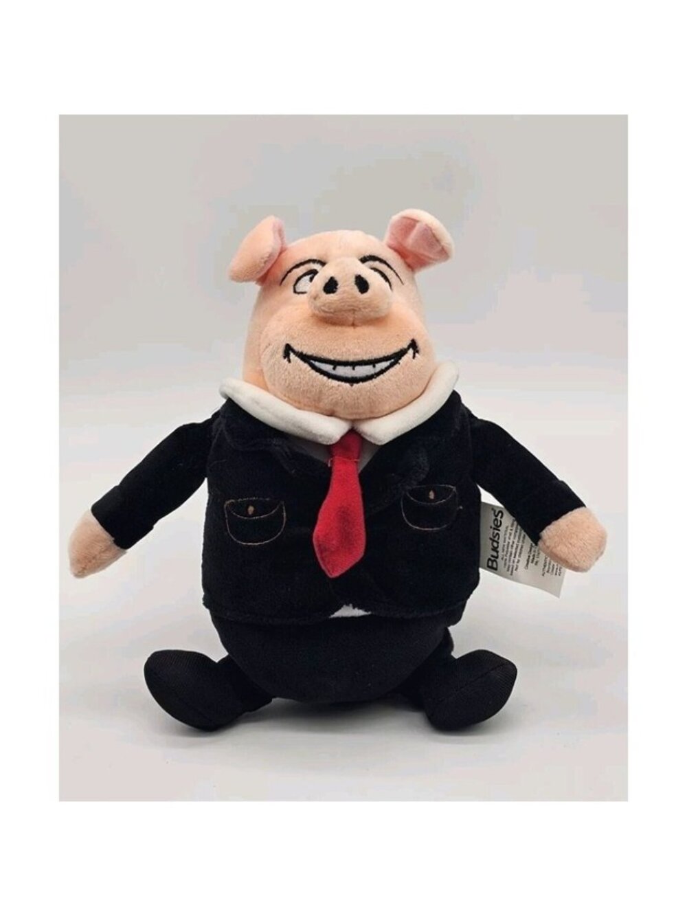 Budsies Custom Plush Pig in Black Suit Business Piggy Plushie Soft Toy 10"